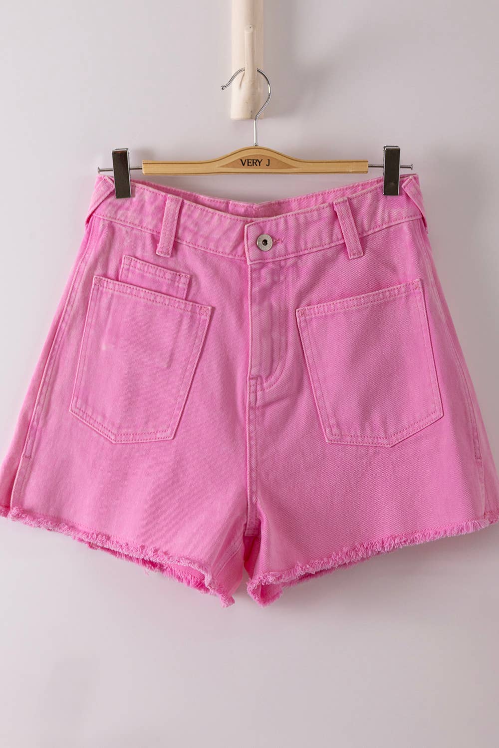 Lemon Mineral Washed Denim Frayed Hem Shorts