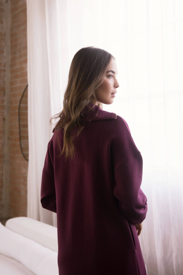 Butter Modal Quarter Zip Long Sleeve Dress