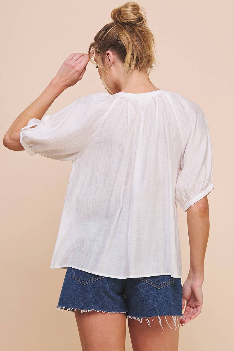 Breezy Flowy Elbow Sleeve Blouse