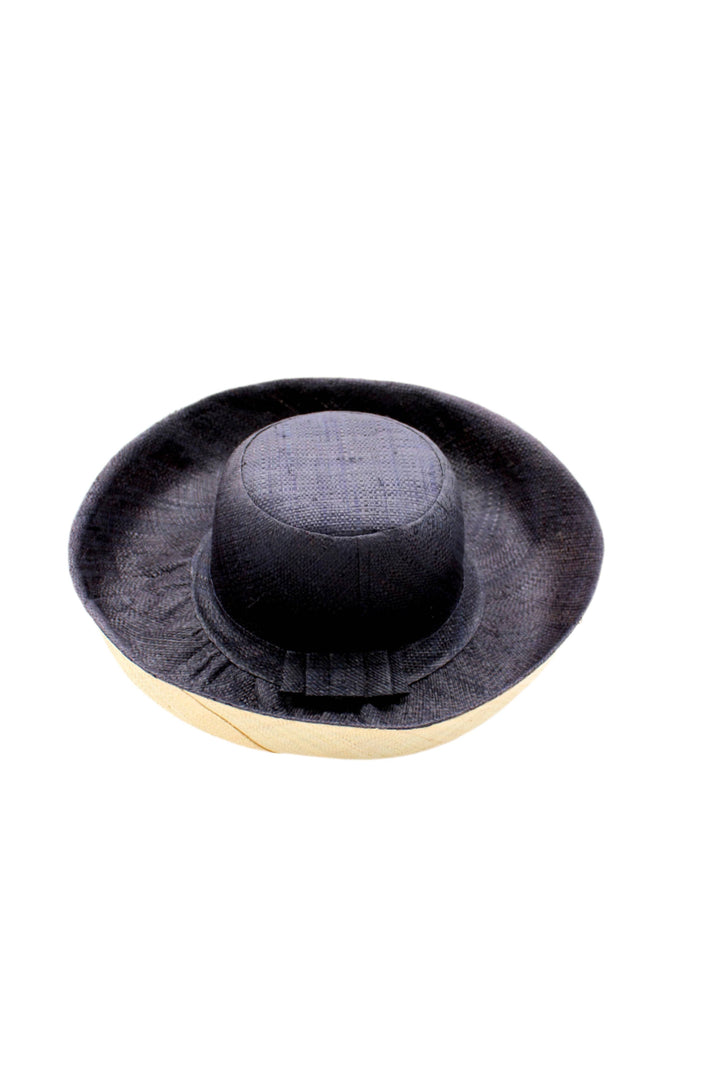 Monica 5" & 7" Wide Brim Two Tone Packable Straw Sun Hats