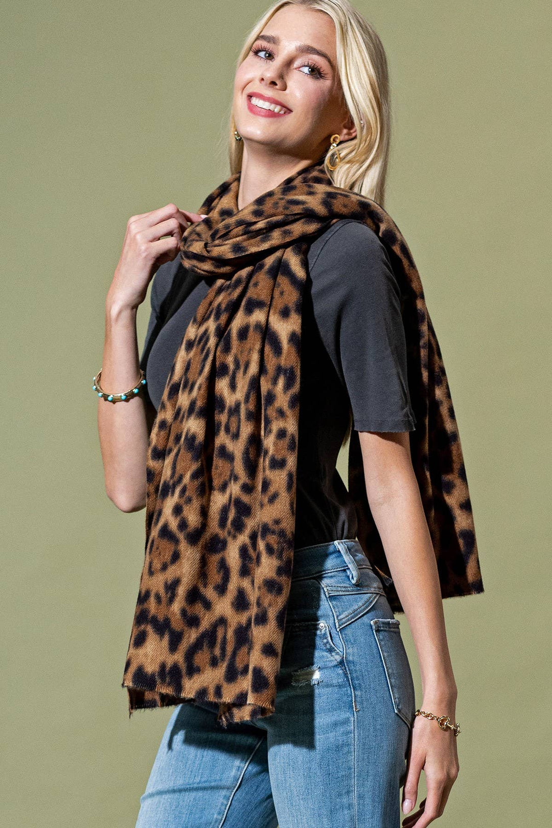 Leopard Print Long Scarf