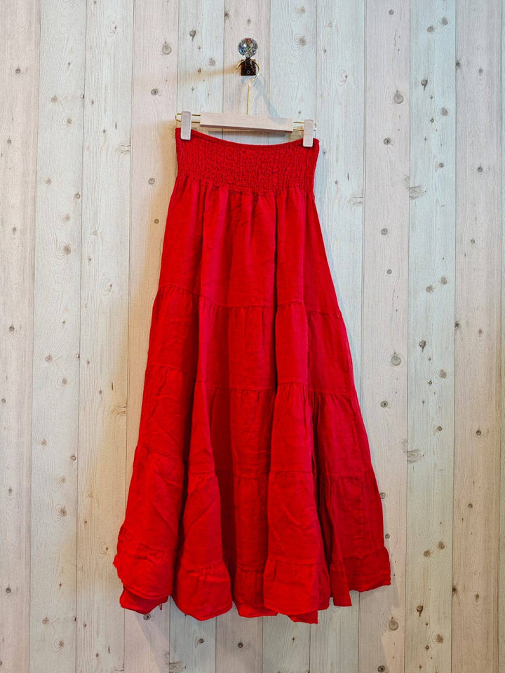 Ruffle 100% LINEN SKIRT