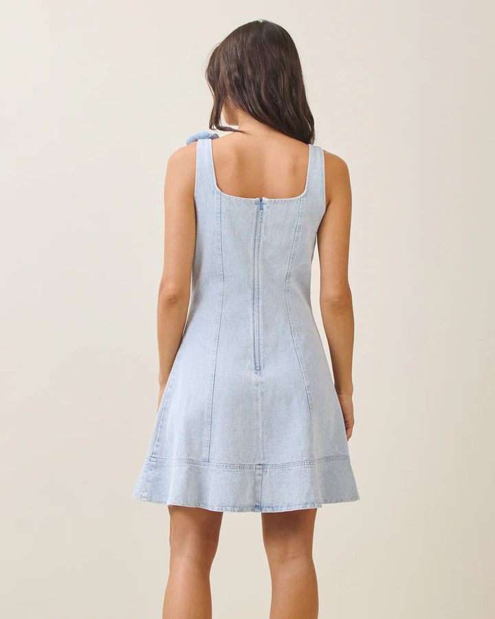 Flower Applique Denim Mini Dress