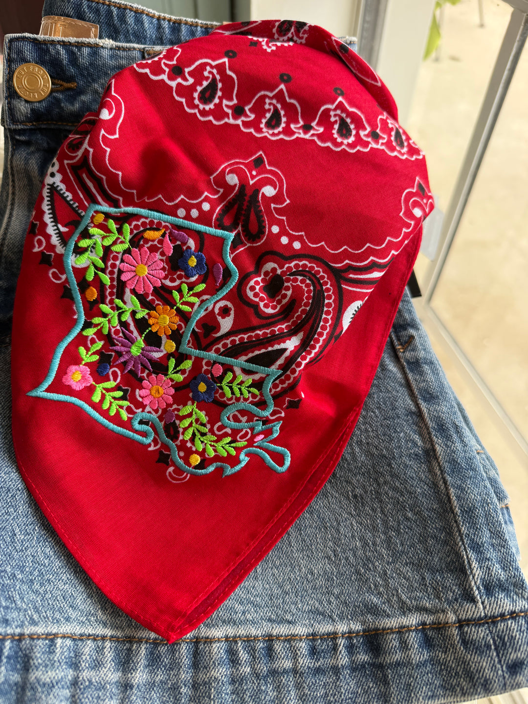 Louisiana Floral Embroidered Bandana