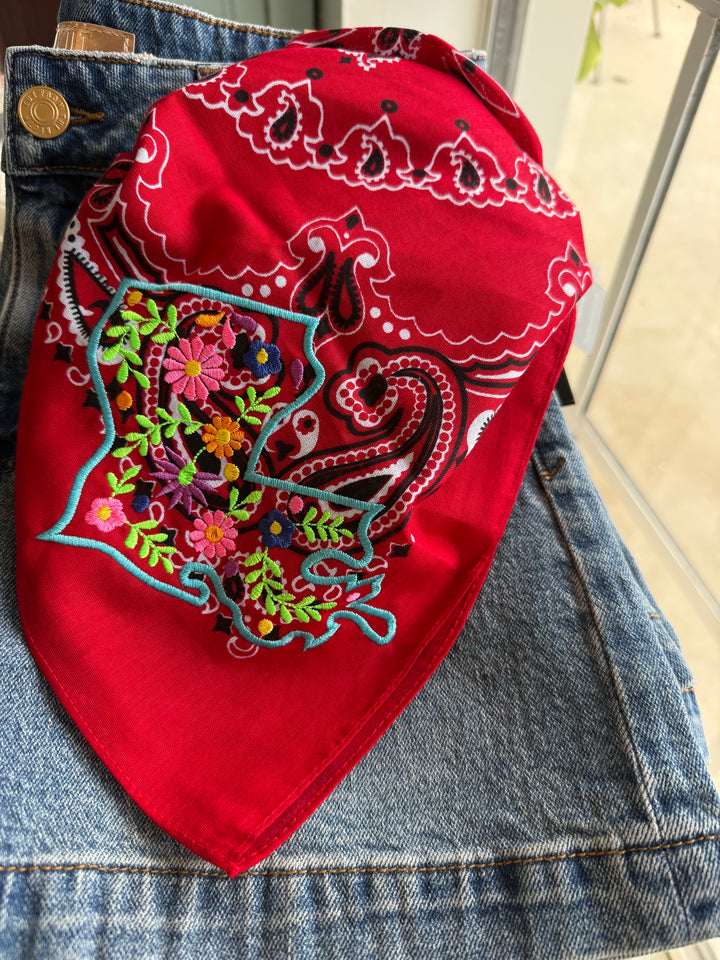Louisiana Floral Embroidered Bandana