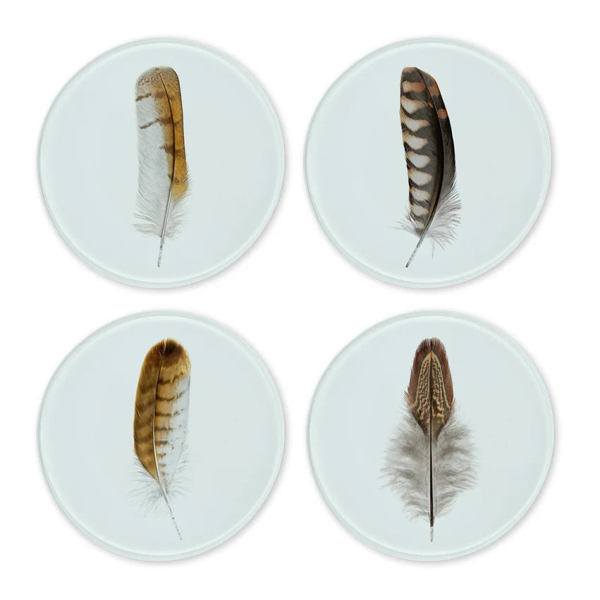 Feather Glass Coaster Set