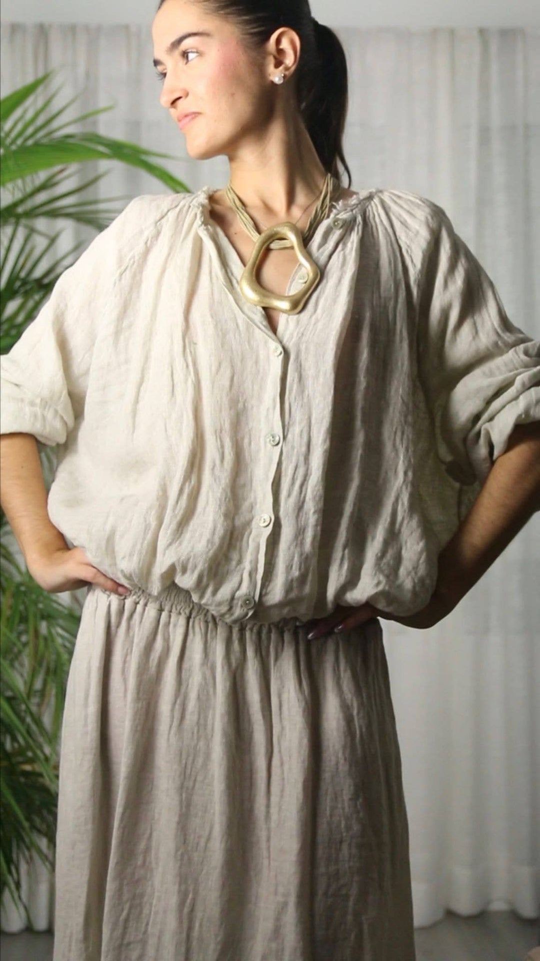 Button Up BLOUSE 100% LINEN