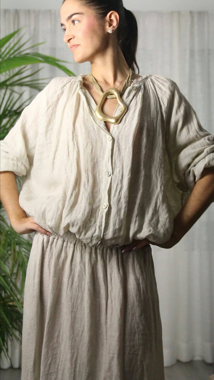 Button Up BLOUSE 100% LINEN