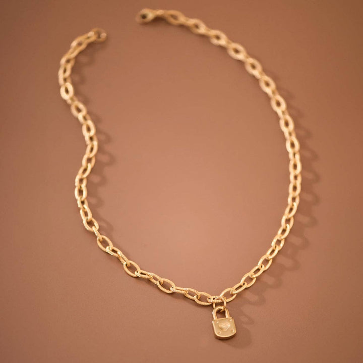 Key Lock 18K Plated Necklace 18"