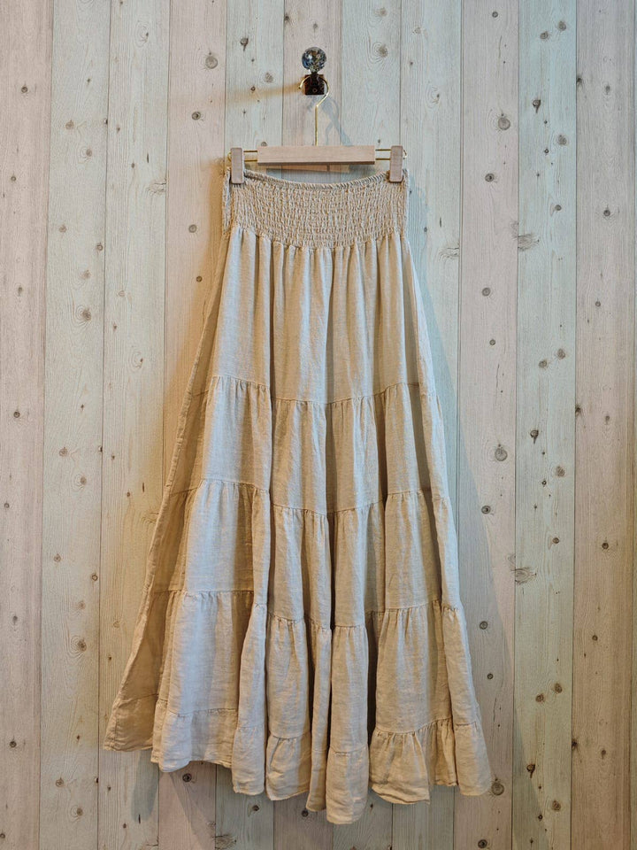 Ruffle 100% LINEN SKIRT