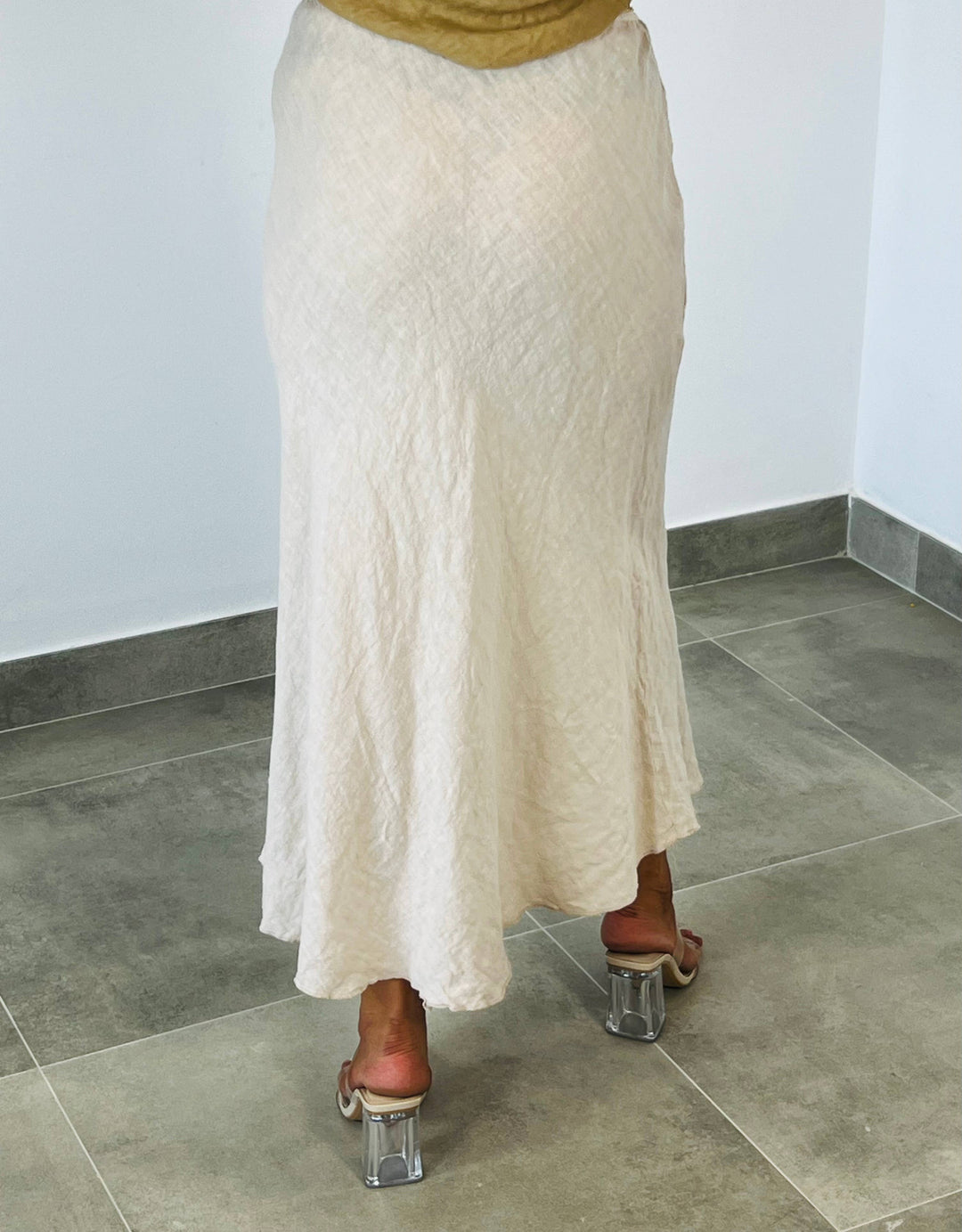 100% LINEN SKIRT Ruffle Hem