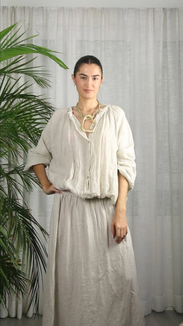 Button Up BLOUSE 100% LINEN