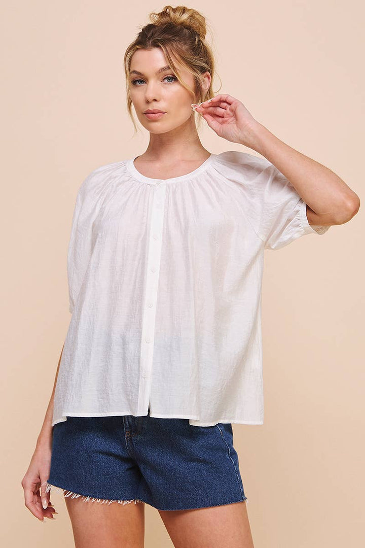 Breezy Flowy Elbow Sleeve Blouse