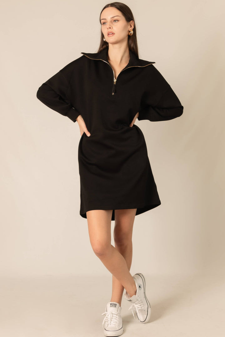 Butter Modal Quarter Zip Long Sleeve Dress