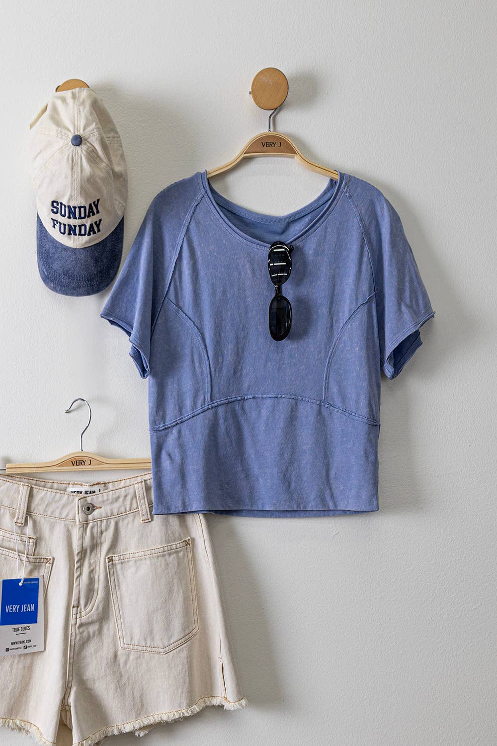 Lemon Mineral Washed Denim Frayed Hem Shorts