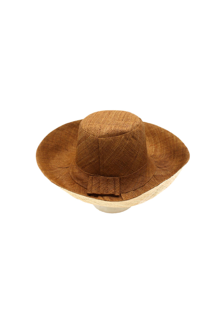 Monica 5" & 7" Wide Brim Two Tone Packable Straw Sun Hats