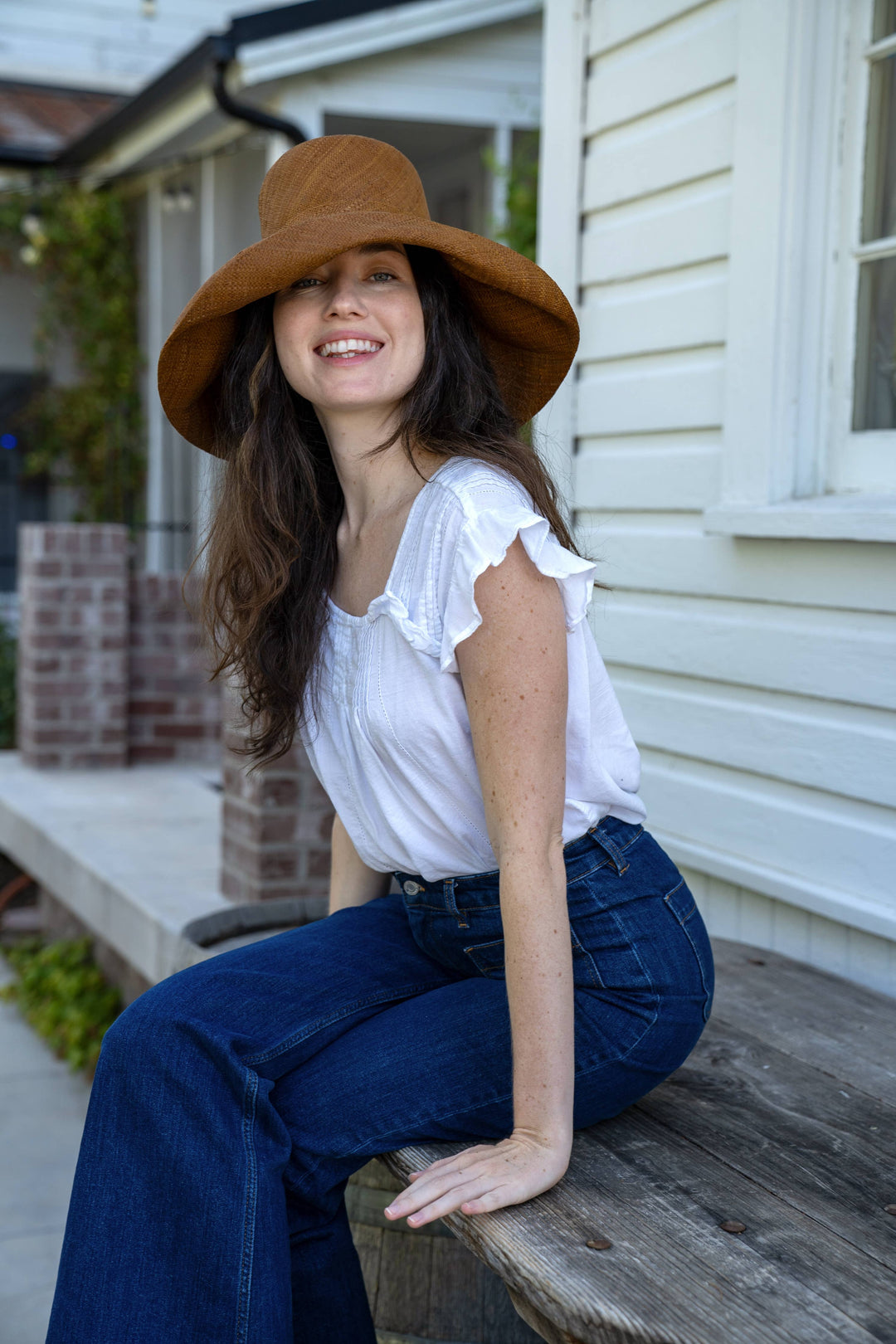 Monica 5" & 7" Wide Brim Solid Color Packable Straw Sun Hats