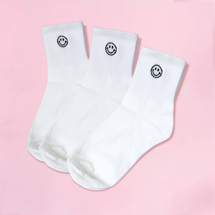 Smiley Face Embroidered Socks