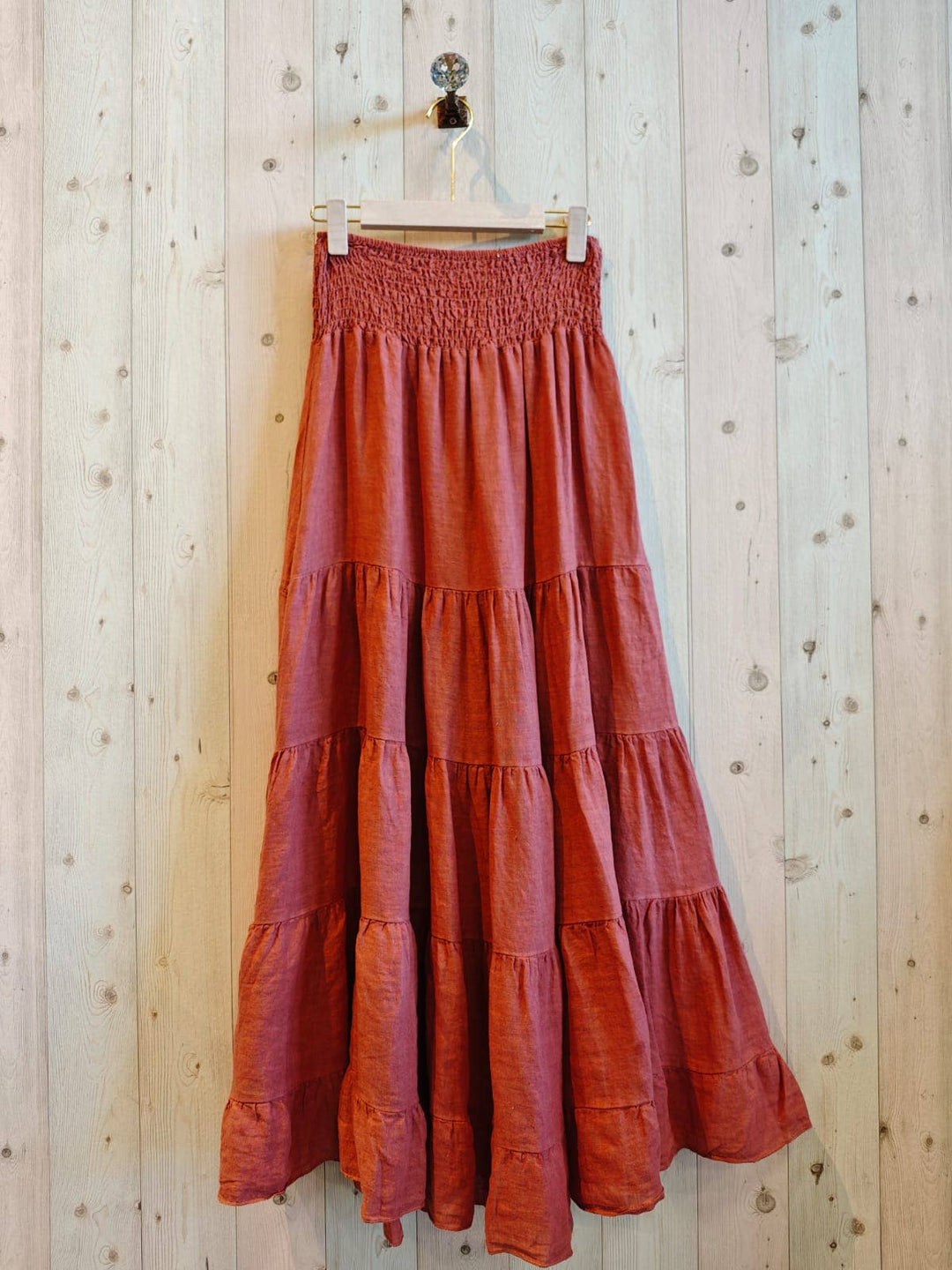 Ruffle 100% LINEN SKIRT