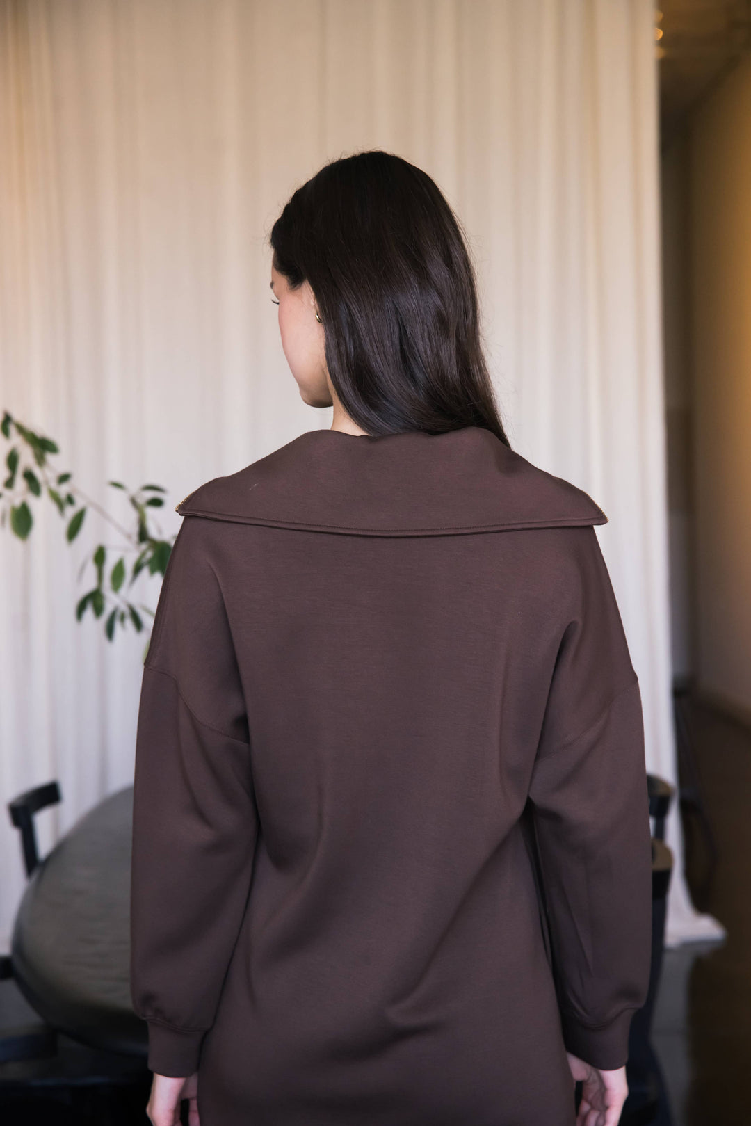 Butter Modal Quarter Zip Long Sleeve Dress