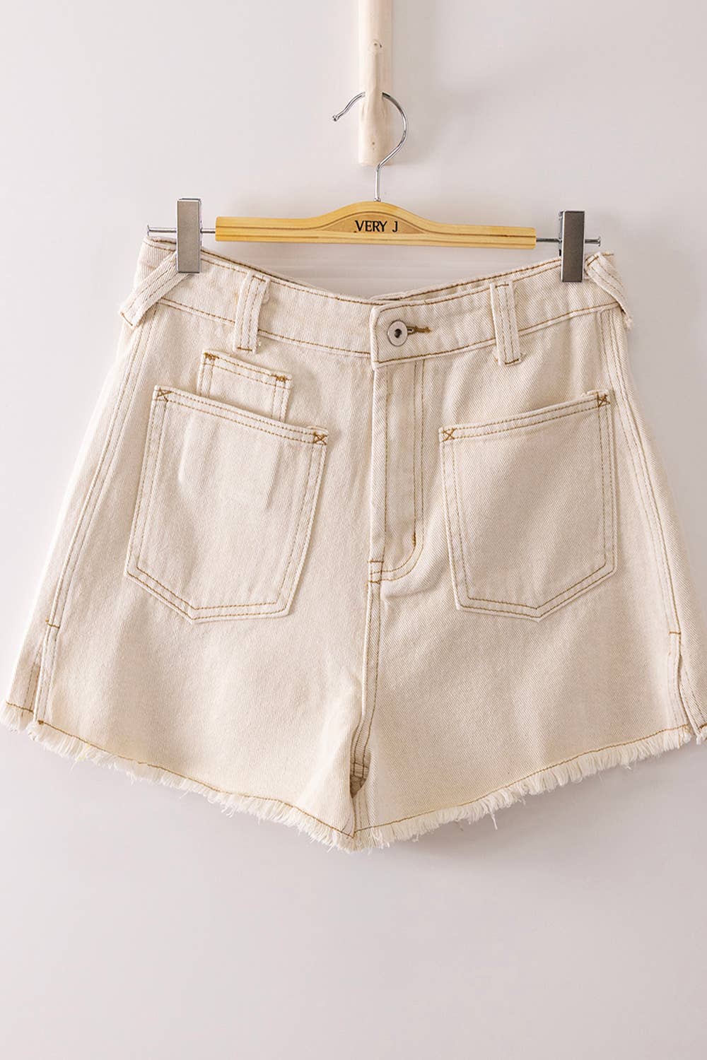 Lemon Mineral Washed Denim Frayed Hem Shorts