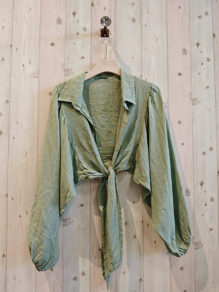 Crop Linen Tie Top