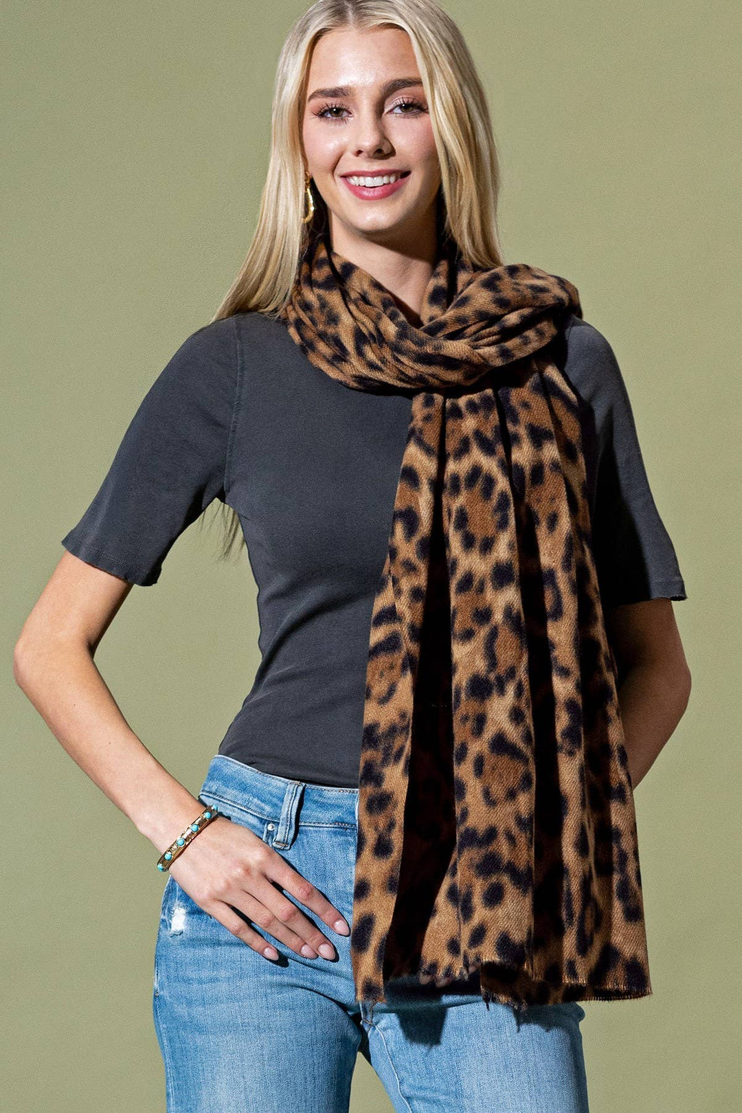 Leopard Print Long Scarf