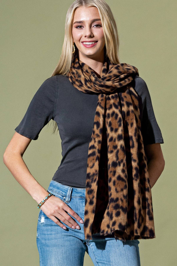 Leopard Print Long Scarf