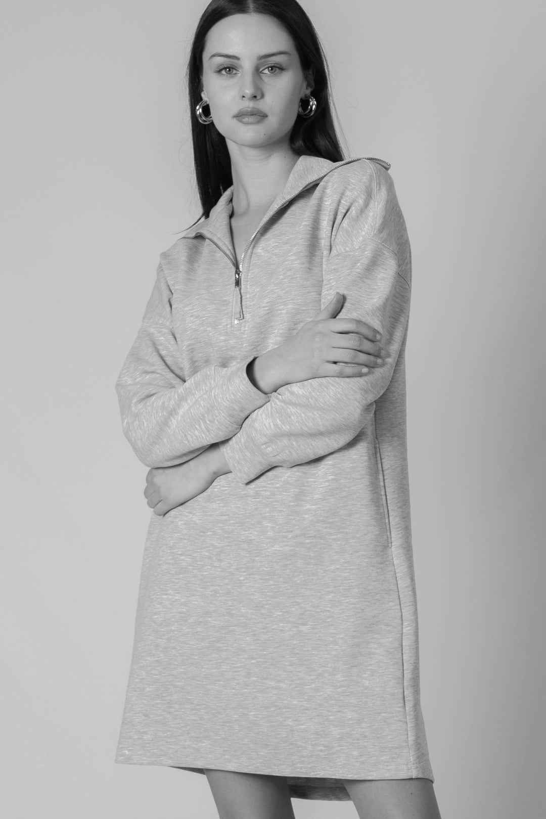 Butter Modal Quarter Zip Long Sleeve Dress