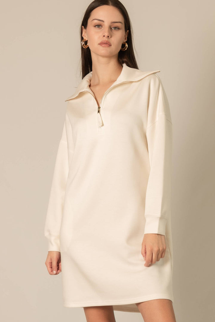 Butter Modal Quarter Zip Long Sleeve Dress
