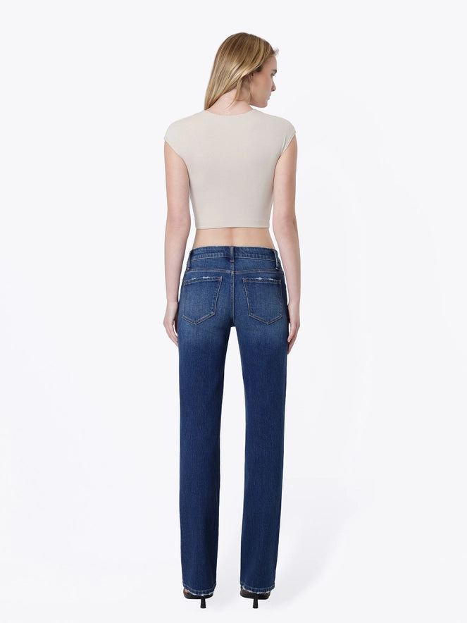 MEL Med Rise Dark Wash Straight Leg