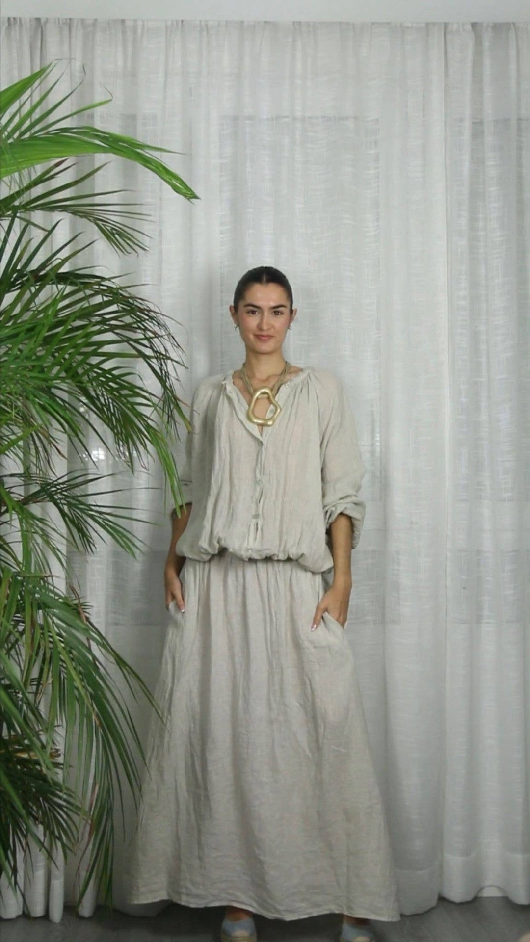 Button Up BLOUSE 100% LINEN