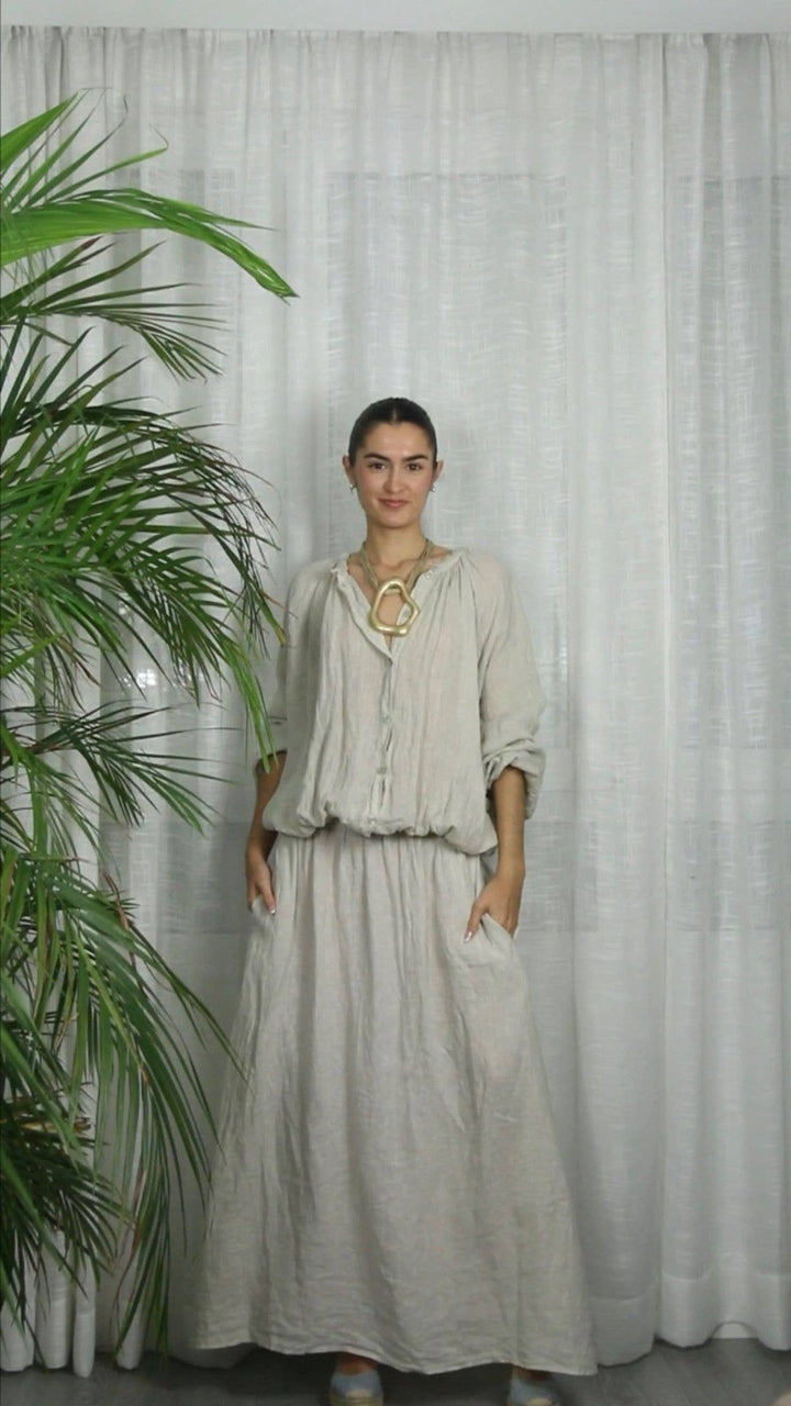 Button Up BLOUSE 100% LINEN