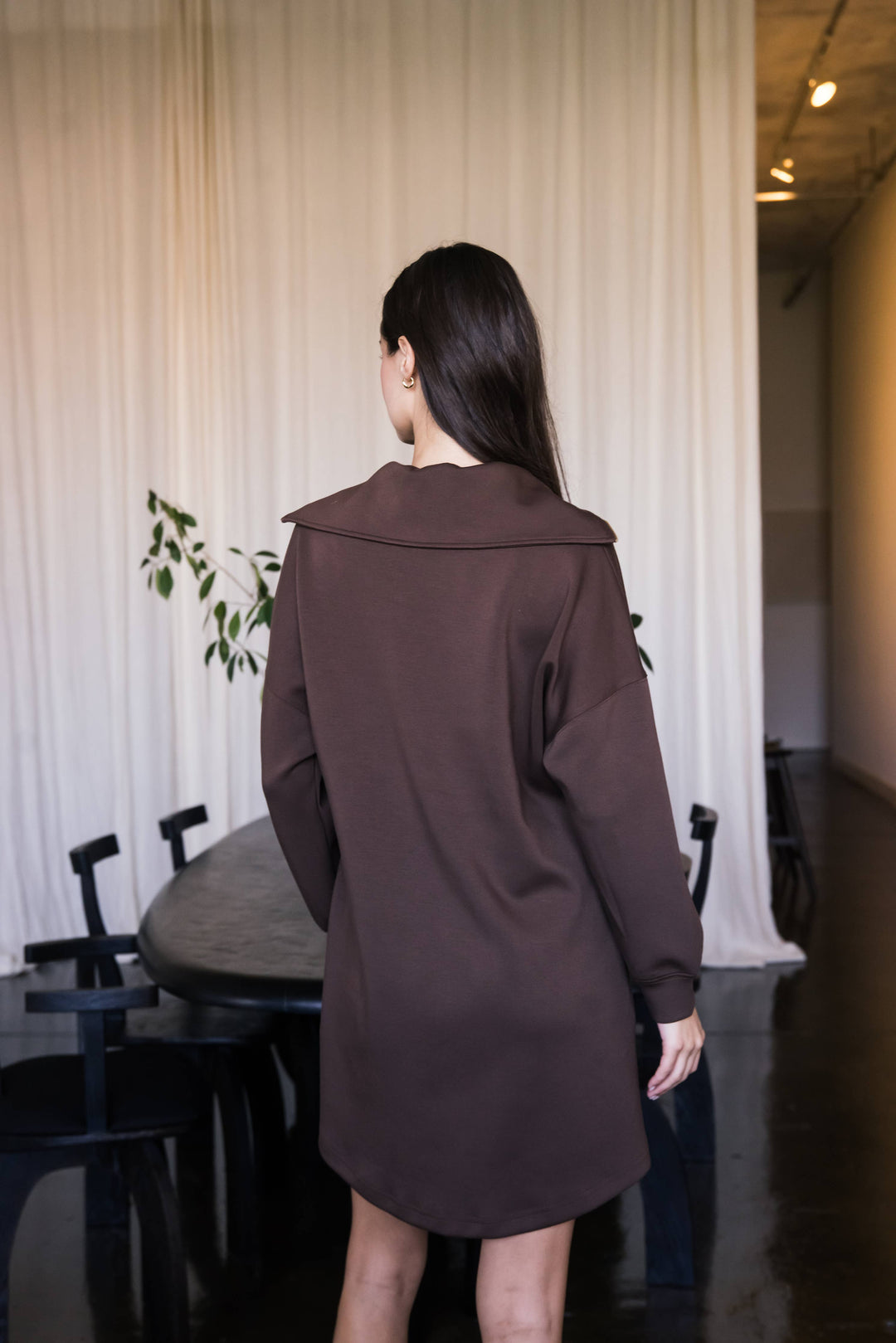 Butter Modal Quarter Zip Long Sleeve Dress