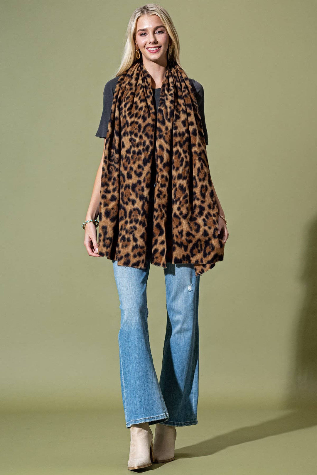 Leopard Print Long Scarf