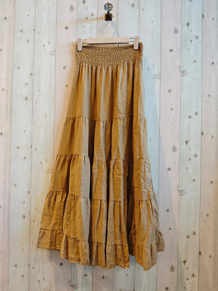 Ruffle 100% LINEN SKIRT