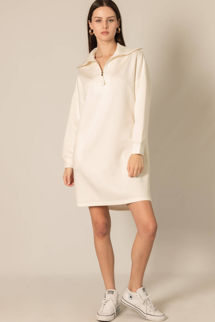 Butter Modal Quarter Zip Long Sleeve Dress