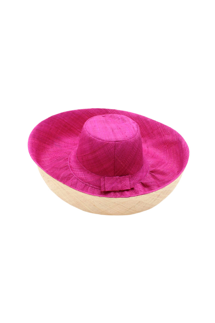 Monica 5" & 7" Wide Brim Two Tone Packable Straw Sun Hats