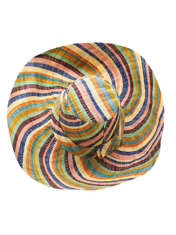 Monica 5" & 7" Wide Brim Stripe Packable Straw Sun Hats