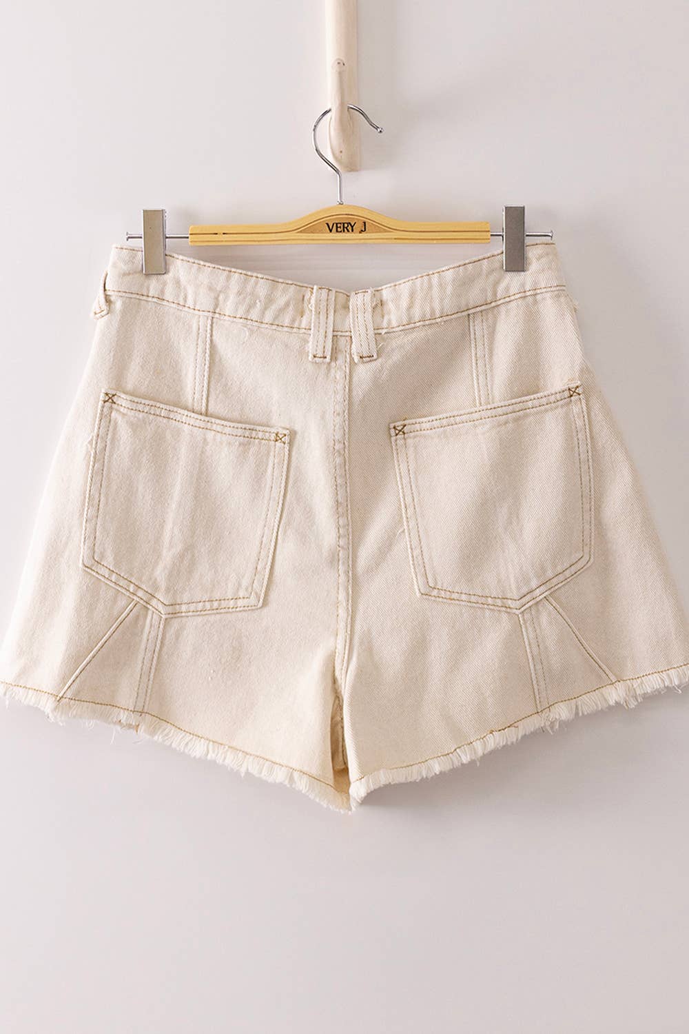 Lemon Mineral Washed Denim Frayed Hem Shorts