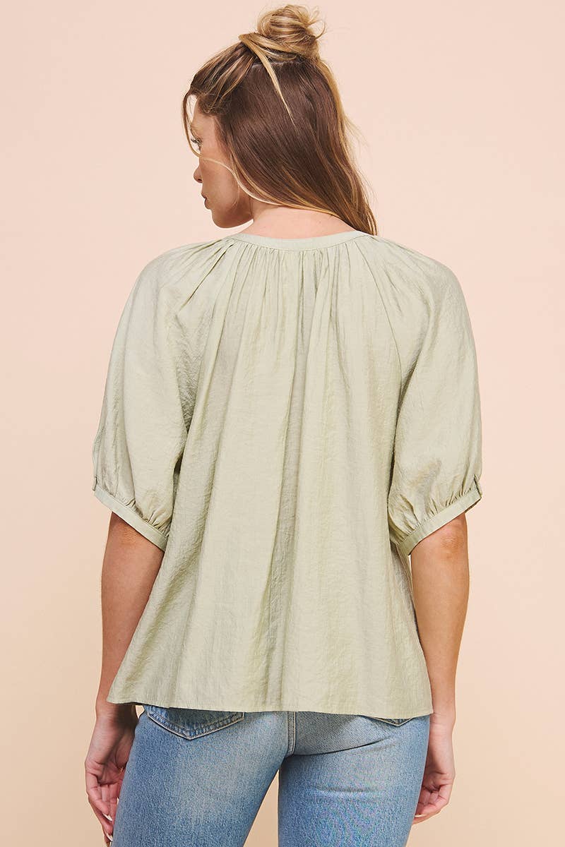 Breezy Flowy Elbow Sleeve Blouse