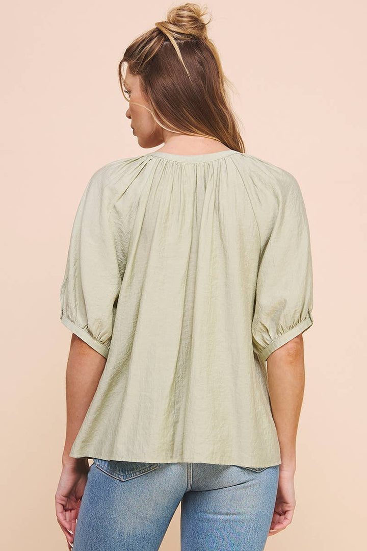 Breezy Flowy Elbow Sleeve Blouse