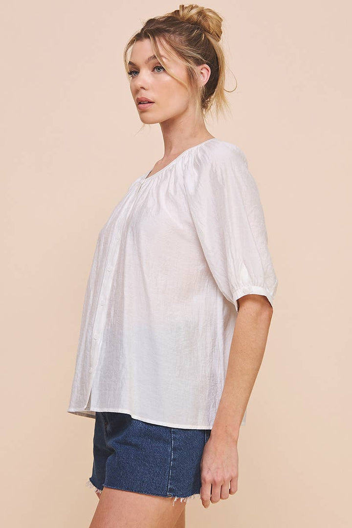Breezy Flowy Elbow Sleeve Blouse