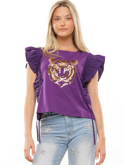 Sequence Tiger Ruffle Top