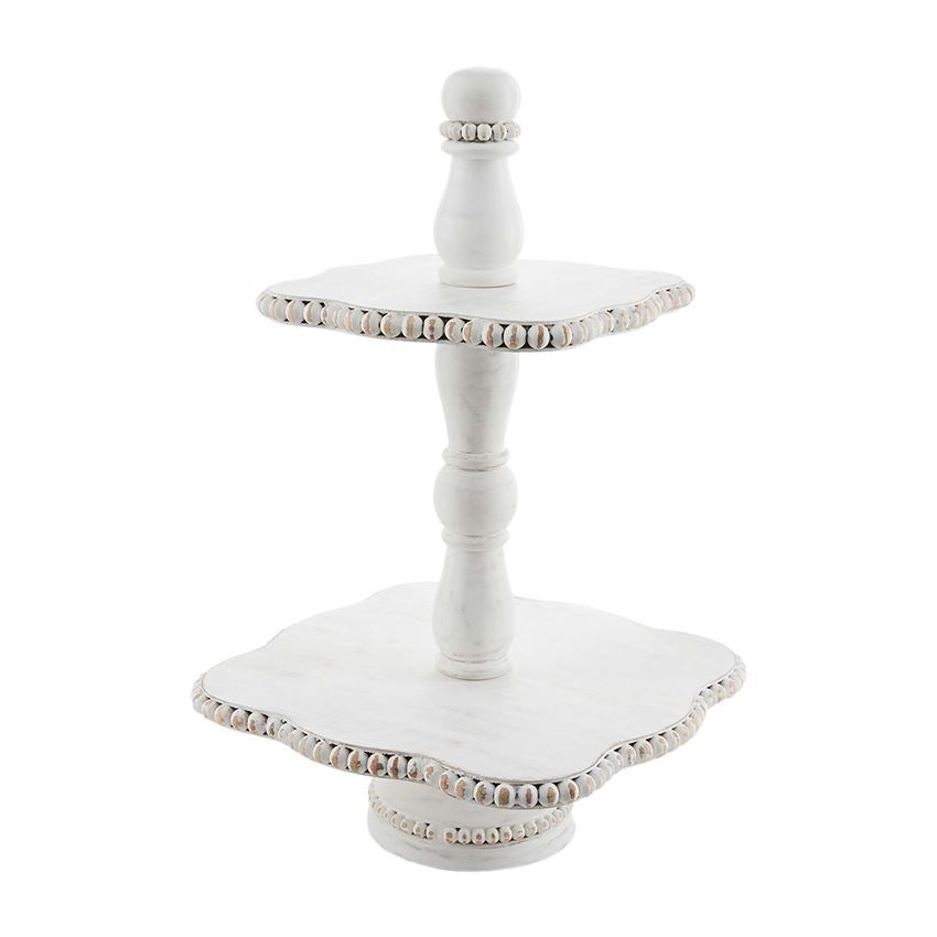 Beaded White Tiered Server