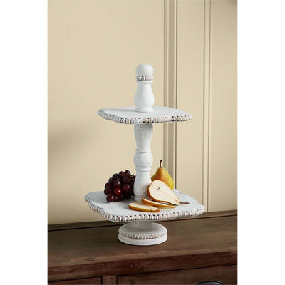 Beaded White Tiered Server