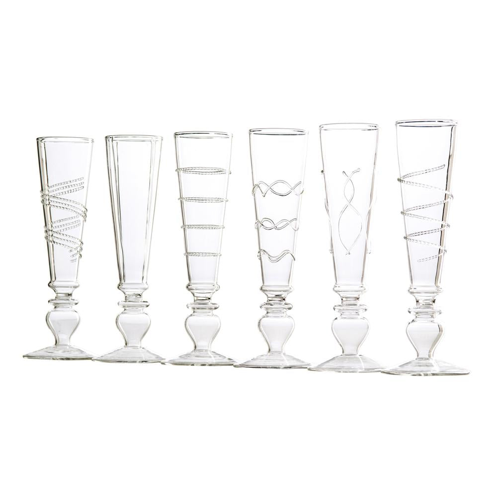 Footed Razzle Dazzle Champ  Clear Glasses S/6