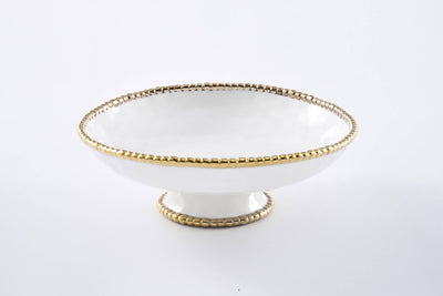 White & Gold Footed Bowl
