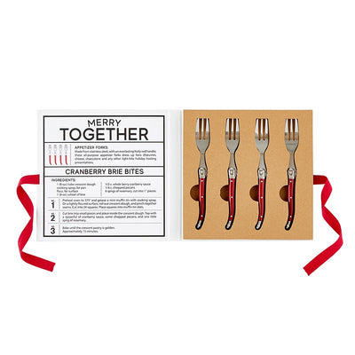 Red Holiday Serving Fork Set