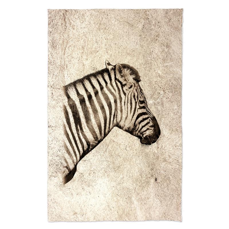 Zebra on  Kozo - Amate Paper Print